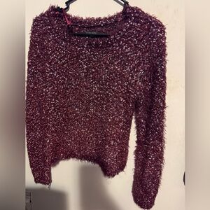 Wild Fable Red Crew Neck Sweater with Shimmer